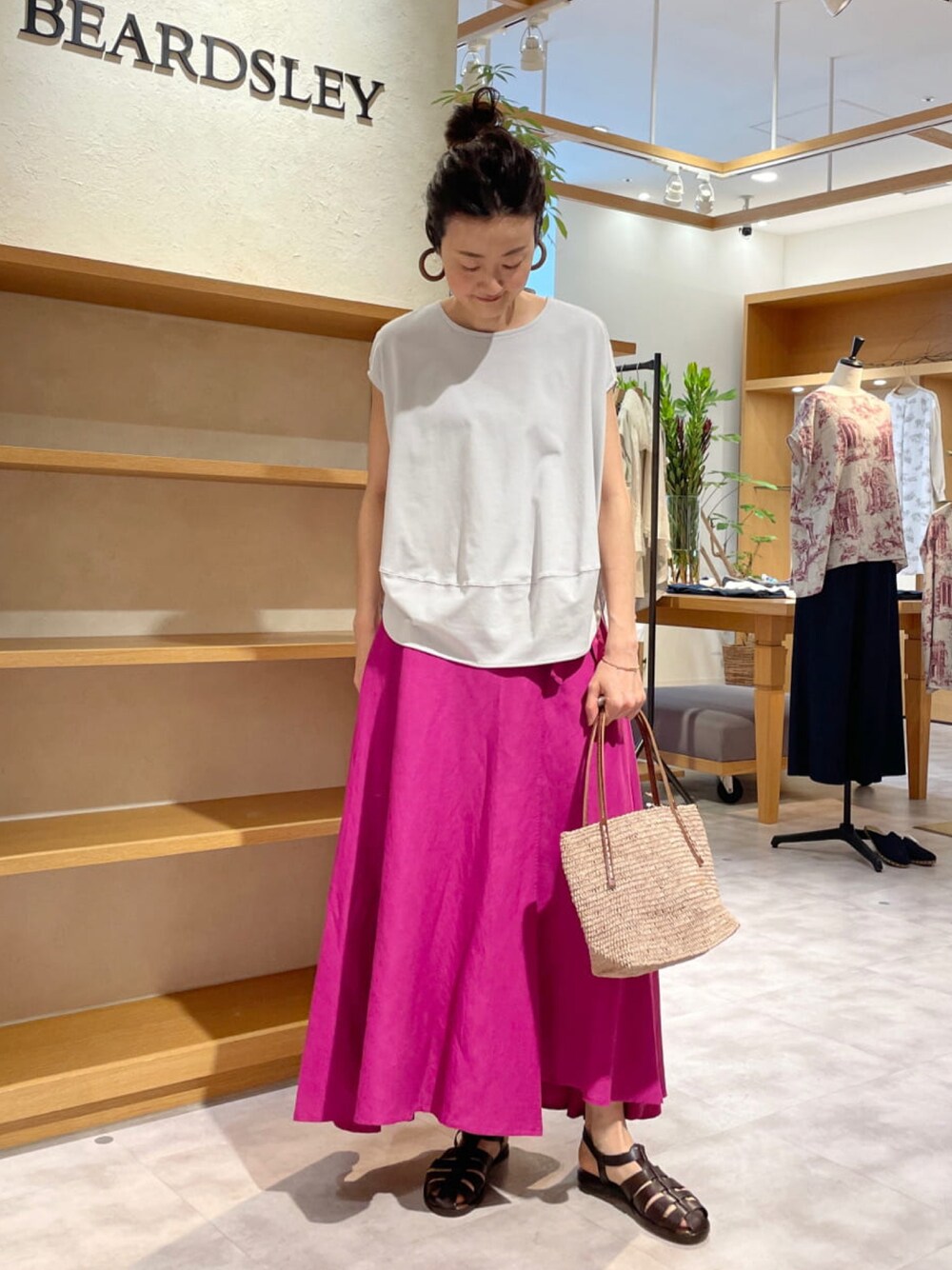 多様な リネンビッグチェックカットソーを使った人気ファッション トップス