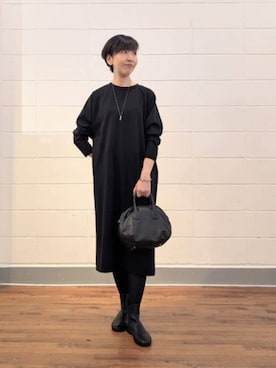 「BEARDSLEY（ビアズリー）の《10/8(木)12:00予約開始予定》ラウンド切り替えワンピ（ワンピース、ブラック系）」を使った、BEARDSLEYさん（レディース・158cm）の秋コーディネート