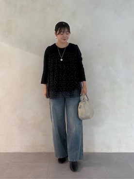 「BEARDSLEY（ビアズリー）のラウンドミニボストンバック（ボストンバッグ、グレー系）」を使った、BEARDSLEYさん（レディース・166cm）の夏コーディネート