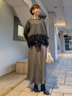 「裾レース」｜BEARDSLEYさん（レディース・164cm）の秋コーディネート