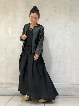 「シルク」｜「アイテム（ブルゾン）」を使った、BEARDSLEYさん（レディース・156cm）の春コーディネート