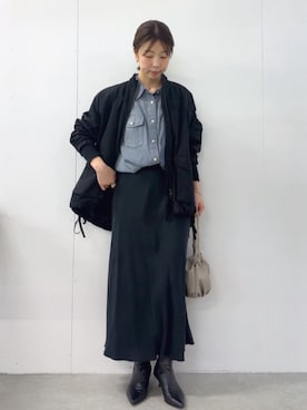 「アイテム（MA-1）」を使った、BEARDSLEYさん（レディース・154cm）の秋コーディネート