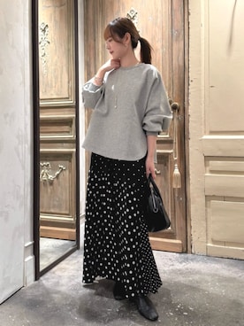 「ドット柄」｜BEARDSLEYさん（レディース・157cm）の秋コーディネート