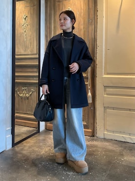 「アイテム（ピーコート）」を使った、BEARDSLEYさん（レディース・157cm）の冬コーディネート