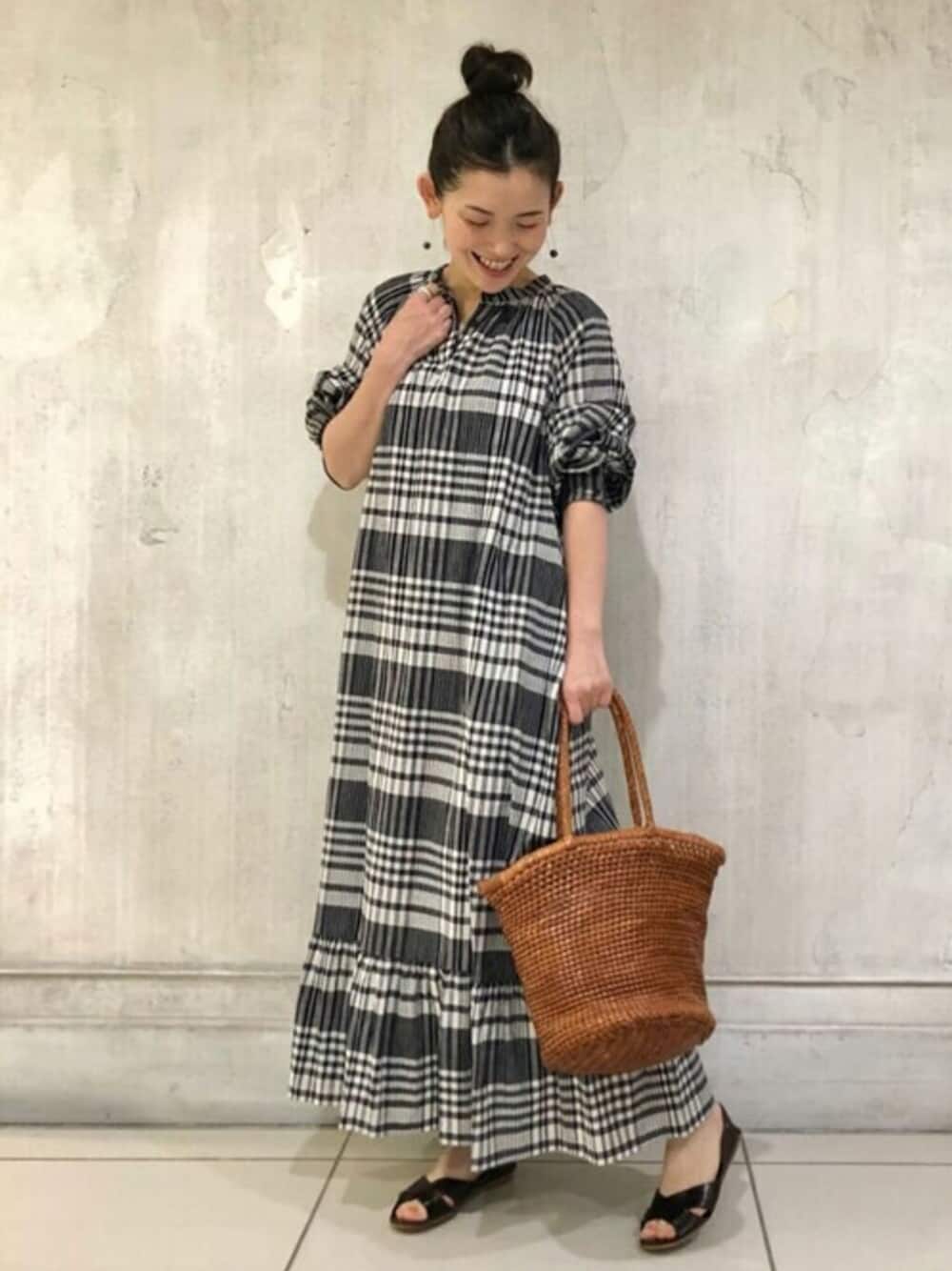 ビアズリー　綿麻チェックワンピース　チェック柄ロングシャツワンピース 楽天市場】シャツワンピース ワンピース レディース ロング