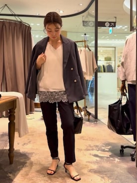 「BEARDSLEY（ビアズリー）のアイテム（パンツ）」を使った、BEARDSLEYさん（レディース・154cm）の春コーディネート