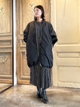 「アイテム（ポンチョ）」を使った、BEARDSLEYさん（レディース・157cm）の秋コーディネート