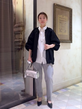 「アイテム（ノーカラージャケット）」を使った、BEARDSLEYさん（レディース・154cm）の冬コーディネート