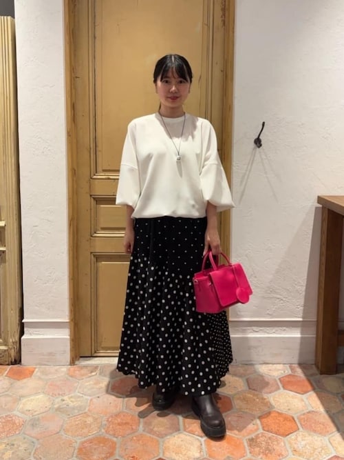BEARDSLEY ビアズリー ドットパッチワークロングスカート ブラック 黒 ビアズリー BEARDSLEY ドットパッチワークロングスカート （black