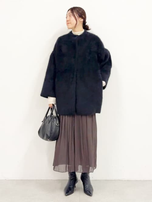 BEARDSLEY 洗えるニットコート ブラック BEARDSLEY（ビアズリー）の「ニットコート（ノーカラーコート