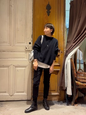 「アイテム（トートバッグ、シルバー系）」を使った、BEARDSLEYさん（レディース・157cm）の秋コーディネート