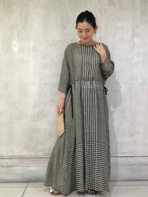 ゆ*う様 ビアズリー　ランダムチェックワンピース　F　ネイビー　切り替え　ティア ビアズリー ランダムチェックワンピース F ネイビー 切り替え