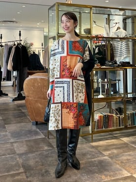 「ドッキングワンピ」｜BEARDSLEYさん（レディース・154cm）の秋コーディネート