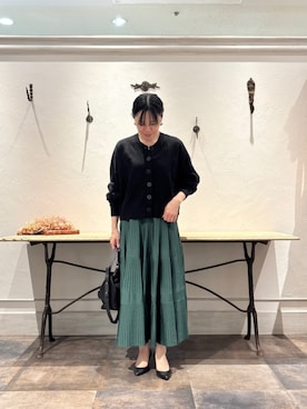 「BEARDSLEY（ビアズリー）のプリーツティアードスカート（スカート、グリーン系）」を使った、BEARDSLEYさん（レディース・166cm）の夏コーディネート