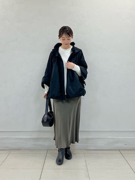 「スカートコーデ」｜「アイテム（ブルゾン）」を使った、BEARDSLEYさん（レディース・154cm）の秋コーディネート