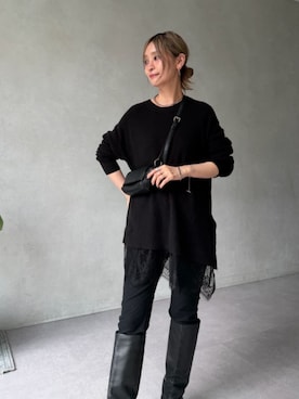 「BEARDSLEY（ビアズリー）の《FRIPIER》コットンパギンス（その他パンツ、ブラック系）」を使った、BEARDSLEYさん（レディース・158cm）の秋コーディネート