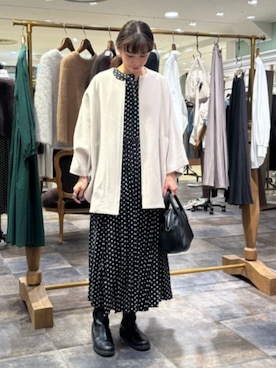 「ドット柄」｜BEARDSLEYさん（レディース・160cm）の秋コーディネート