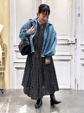 「アイテム（デニムジャケット）」を使った、BEARDSLEYさん（レディース・156cm）の秋コーディネート