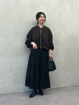 「BEARDSLEY（ビアズリー）のプリーツティアードスカート（スカート、ブラック系）」を使った、BEARDSLEYさん（レディース・154cm）の夏コーディネート