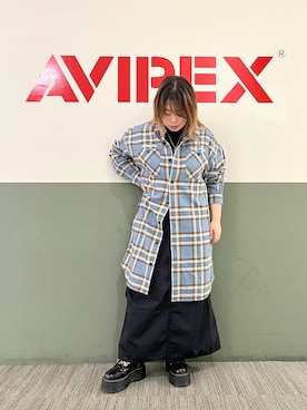「AVIREX（アヴィレックス）のアイテム（シャツワンピース）」を使った、ERIさん（レディース・150cm）の夏コーディネート