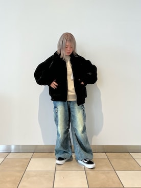 「AVIREX（アヴィレックス）のアイテム（ジャケット/アウター）」を使った、ERIさん（レディース・150cm）の秋コーディネート