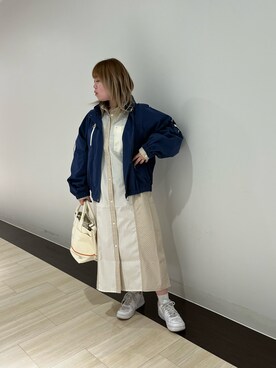 「ロング丈」｜「アイテム（ブルゾン）」を使った、ERIさん（レディース・150cm）の冬コーディネート