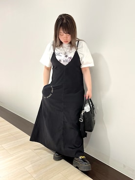 「ブラック×ホワイト」｜「アイテム（ワンピース/ドレス）」を使った、ERIさん（レディース・150cm）の夏コーディネート