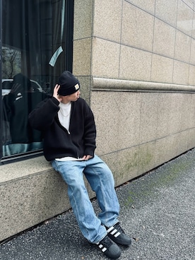 「carhartt」｜「アイテム（ニットキャップ/ビーニー）」を使った、Bigee.彭大餅さん（メンズ・176cm）の春コーディネート