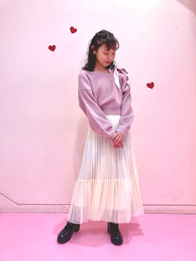 「titty＆Co. PETIT（ティティアンドコープティ）のアイテム（スカート）」を使った、Momoさん（レディース・148cm）の冬コーディネート