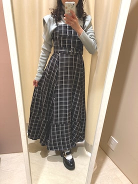 「チェック柄に恋してる」｜「アイテム（ジャンパースカート）」を使った、Momoさん（レディース・148cm）の冬コーディネート