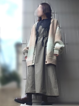 「春服デビュー宣言」｜「アイテム（ジャンパースカート）」を使った、りいさん（レディース・158cm）の春コーディネート