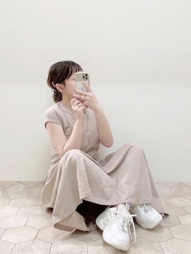 「ワンピース×スニーカー」｜「アイテム（その他）」を使った、Nodoka.さん（レディース・154cm）の夏コーディネート