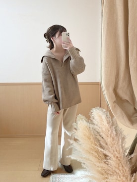 「襟付きトップス」｜「アイテム（その他）」を使った、Nodoka.さん（レディース・154cm）の秋コーディネート