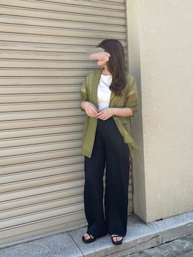 「サテンパンツ」｜「アイテム（その他）」を使った、Nodoka.さん（レディース・154cm）の夏コーディネート