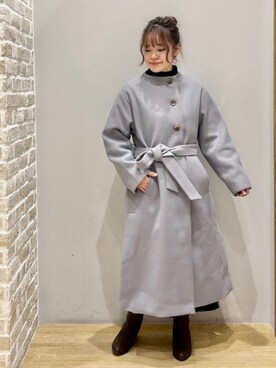 「カラーコート」｜「アイテム（ノーカラーコート）」を使った、みぃーさん（レディース・153cm）の冬コーディネート