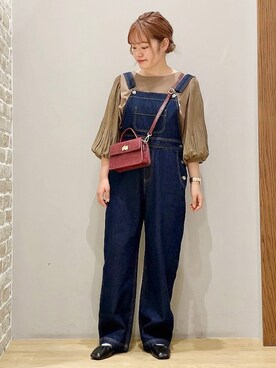 「秋冬」｜「アイテム（サロペット/オーバーオール）」を使った、みぃーさん（レディース・153cm）の秋コーディネート