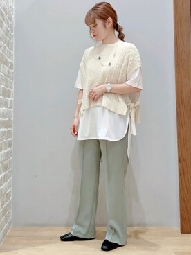 「ケーブル」｜みぃーさん（レディース・153cm）の夏コーディネート