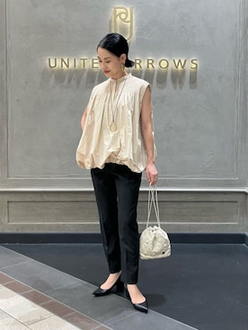 「united arrows」｜「アイテム（スラックス）」を使った、YONEHAMAさん（レディース・157cm）の夏コーディネート