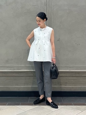 「united arrows」｜「アイテム（スラックス）」を使った、YONEHAMAさん（レディース・157cm）の夏コーディネート