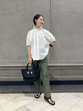 「BIRKENSTOCK（ビルケンシュトック）の【別注】＜BIRKENSTOCK＞GIZEH ビッグバックル サンダル（サンダル）」を使った、YONEHAMAさん（レディース・157cm）の夏コーディネート