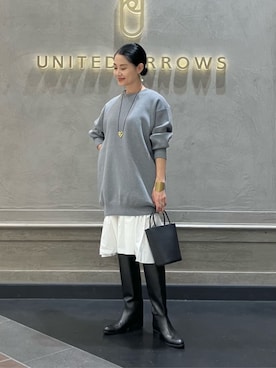 「united arrows」｜「アイテム（ブーツ）」を使った、YONEHAMAさん（レディース・157cm）の秋コーディネート