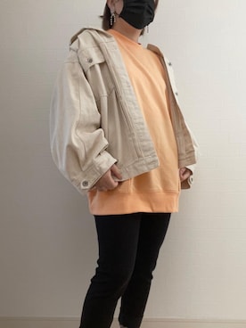 「しまむら（シマムラ）のアイテム（パンツ、ブラック系）」を使った、リーさん（レディース・157cm）の春コーディネート