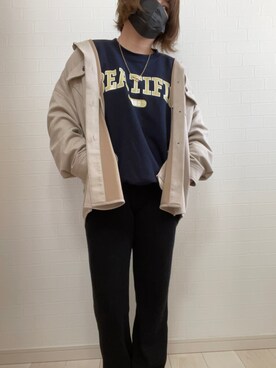 「niko and...（ニコアンド）のアイテム（その他パンツ、ブラック系）」を使った、リーさん（レディース・157cm）の冬コーディネート