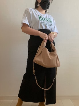 「しまむら（シマムラ）のアイテム（ショルダーバッグ、ベージュ系）」を使った、リーさん（レディース・157cm）の春コーディネート