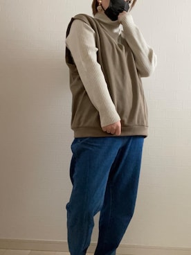 「studio CLIP（スタディオクリップ）のアイテム（その他パンツ、ブルー系）」を使った、リーさん（レディース・157cm）の冬コーディネート