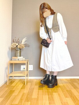 「GUコーデ」｜「アイテム（シャツワンピース）」を使った、r i e k o.さん（レディース・160cm）の秋コーディネート