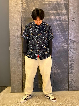 「AVIREX（アヴィレックス）のアロハシャツ A.C. ソルジャー/ALOHA SHIRT A.C. SOLDIER / アヴィレックス / AVIREX（シャツ/ブラウス、ブラック系）」を使った、しんちゃんさん（メンズ・181cm）の春コーディネート