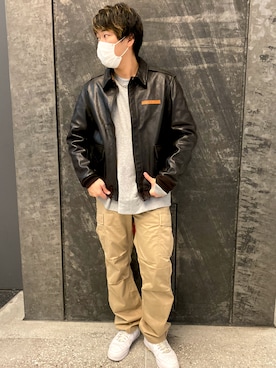 「AVIREX（アヴィレックス）のアイテム（カバーオール）」を使った、しんちゃんさん（メンズ・181cm）の秋コーディネート