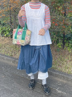 「chambre de charme（シャンブルドゥシャーム）のアイテム（パンツ）」を使った、kinokowknさん（レディース・153cm）の秋コーディネート
