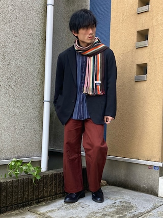 コットンシルクストライププライムオーバーバンドカラーシャツ メゾンスペシャル MAISON SPECIAL（メゾンスペシャル）の「《ユニセックスアイテム